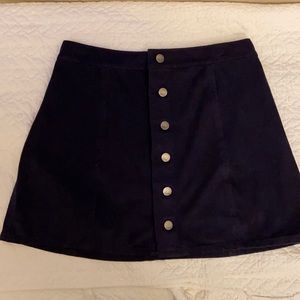 Express navy button up skirt